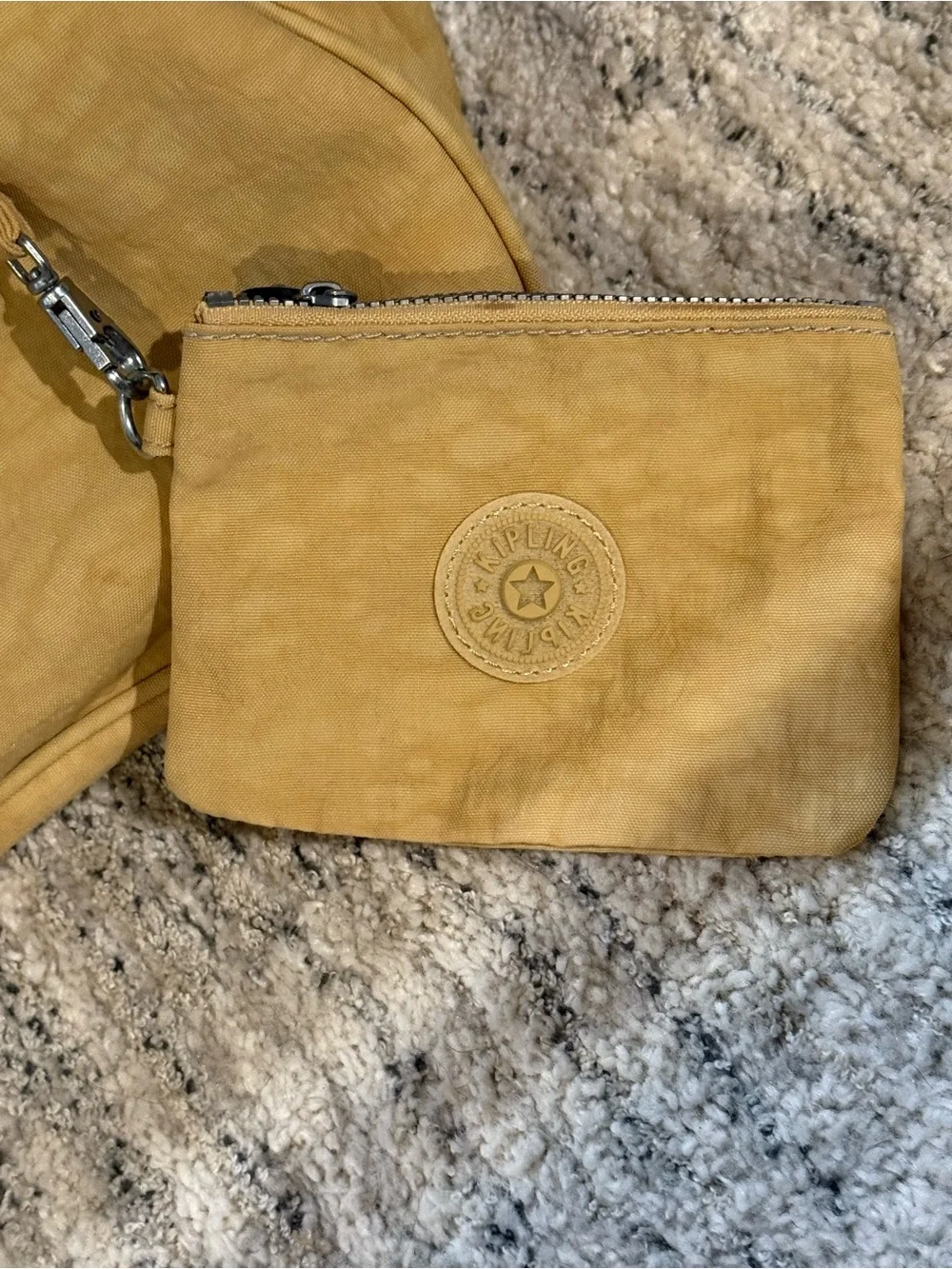 Vintage Kipling Beige Tote Y2K Travel Weekender Work Shoulder Bag w/ Coin Pouch